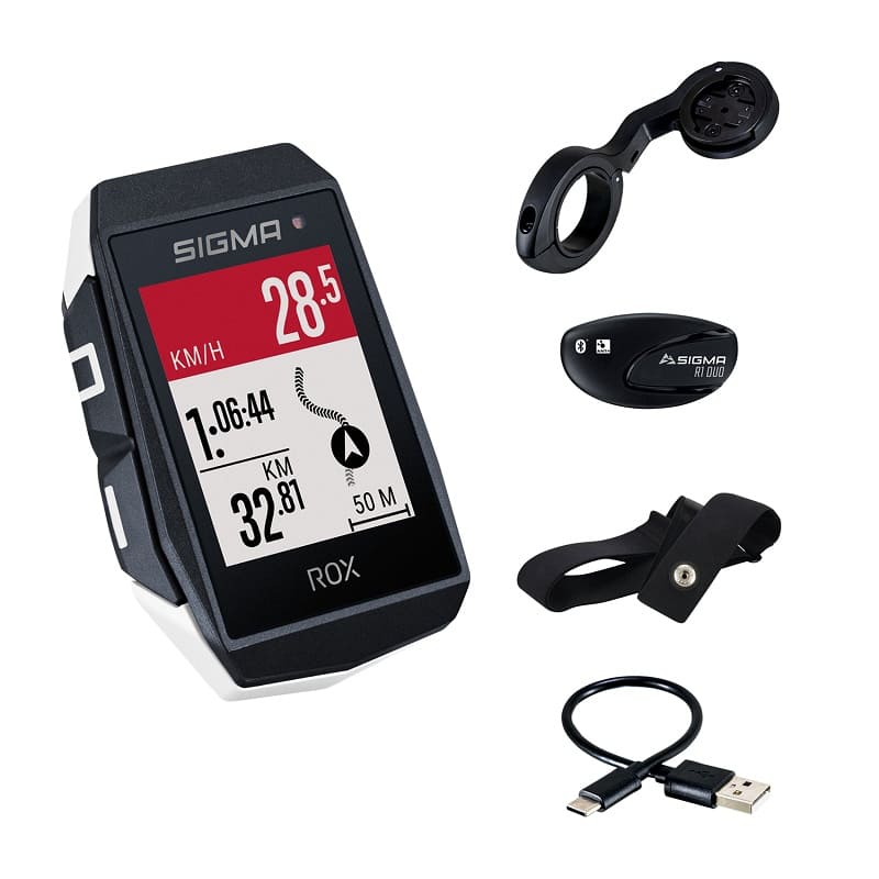 Sigma compteur rox11.1 evo gps blanc avec cardio et altimetre