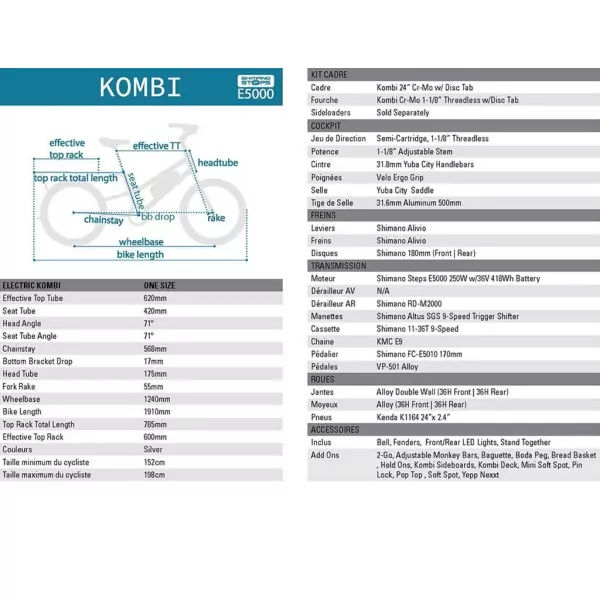 Vélo cargo électrique Yuba Kombi E5