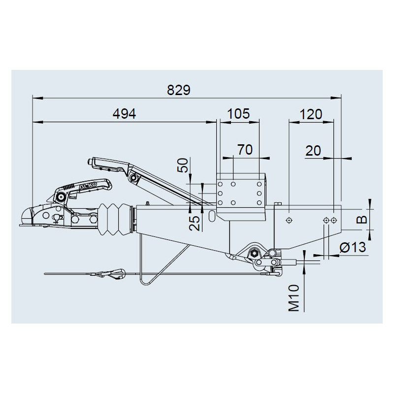 Tête d’Attelage Freinée ALKO 161S 950-1600KG